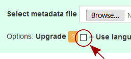 Annotated screen capture showing the upgrade checkbox.